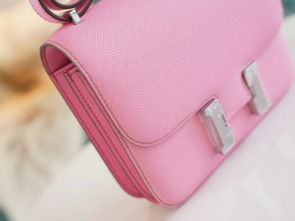 ff446378dacea9e God Factory Bags Factory Hermes 5P Pink Epsom Leather Constance Bag19CM Silver Hardware