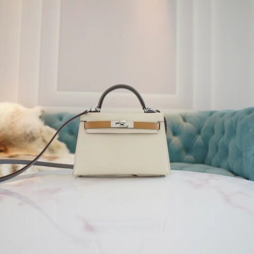God Factory Bags Factory Hermes Mini Kelly II 19CM I2 Nata/0L Gris Meyer/0M Chai Epsom Leather