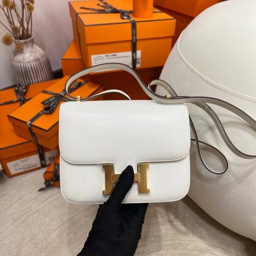 Hermes Shop Constance 19CM Chevre Leather 0T Mushroom Gold Hardware