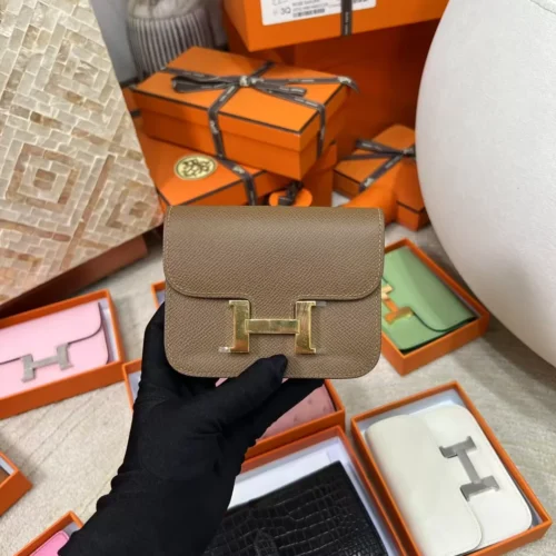 New Arrival Hermes Epsom Leather Constance Slim Wallet 3G Alezan Gold Hardware