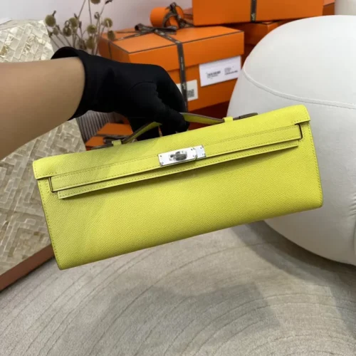 USA New York Hermes Epsom Kelly Cut 31CM 9R Lime Silver Hardware