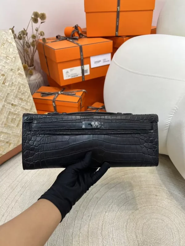 mmexport1712557448847-jpg-1 Hermes Kelly Cut So Black 31CM 89 Noir Matte Niloticus Crocodile Black Hardware
