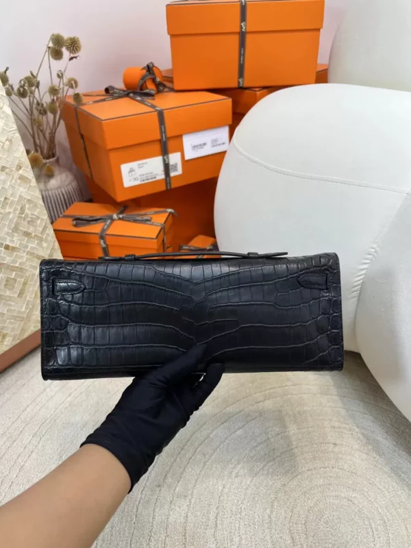 mmexport1712557450654-jpg Hermes Kelly Cut So Black 31CM 89 Noir Matte Niloticus Crocodile Black Hardware