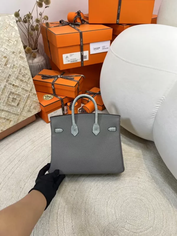 mmexport1712557789057-jpg New Hermes Birkin Touch 25CM Togo 0L Gris Meyer / Matte Crocodile 0W Gris Neve Silver Hardware