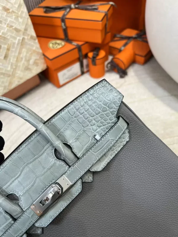 mmexport1712557791030-jpg New Hermes Birkin Touch 25CM Togo 0L Gris Meyer / Matte Crocodile 0W Gris Neve Silver Hardware