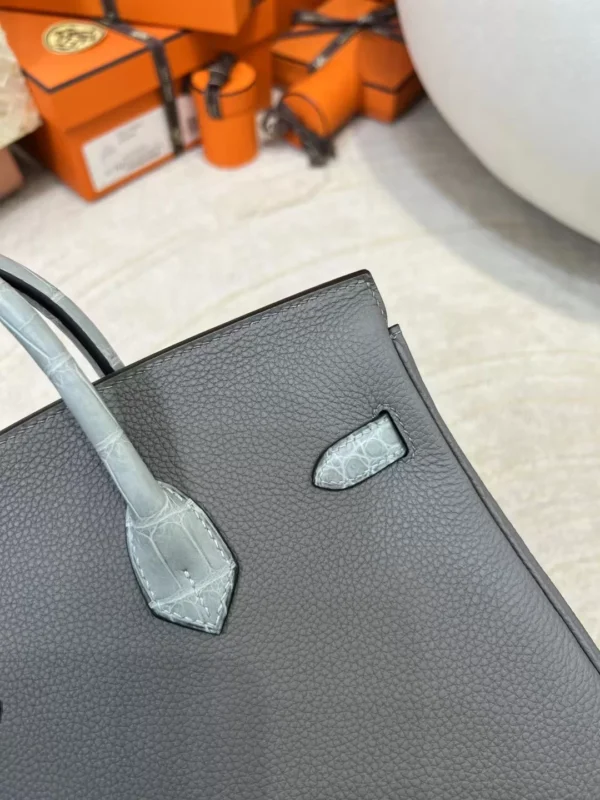 mmexport1712557795424-jpg New Hermes Birkin Touch 25CM Togo 0L Gris Meyer / Matte Crocodile 0W Gris Neve Silver Hardware
