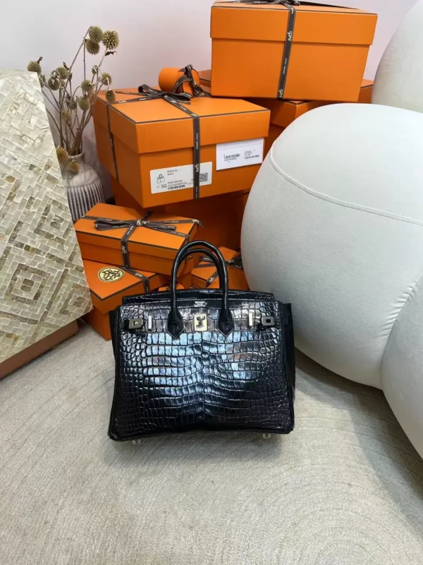mmexport1712557872027-jpg-1 Hong Kong Hermes Birkin 25 Bag HCP Shiny Porosus 89 Noir Silver Hardware