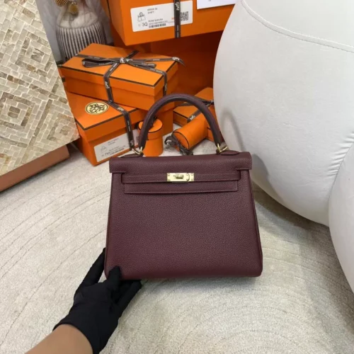 Canada Toronto Hermes Togo Leather Kelly 25CM 55 Rouge H Gold Hardware