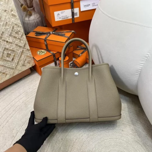 USA Los Angeles Hermes M8 Gris Asphalt Negonda Garden Party 30CM Silver Hardware