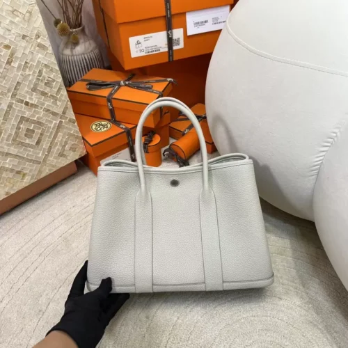Full Handmade Hermes Negonda Garden Party 30CM 8L Beton Silver Hardware