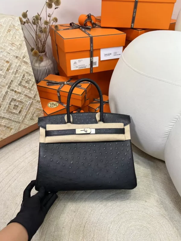 mmexport1713250311691-jpg-1 Qatar Doha Hermes Birkin 30CM Ostrich Leather 89 Noir Silver Hardware