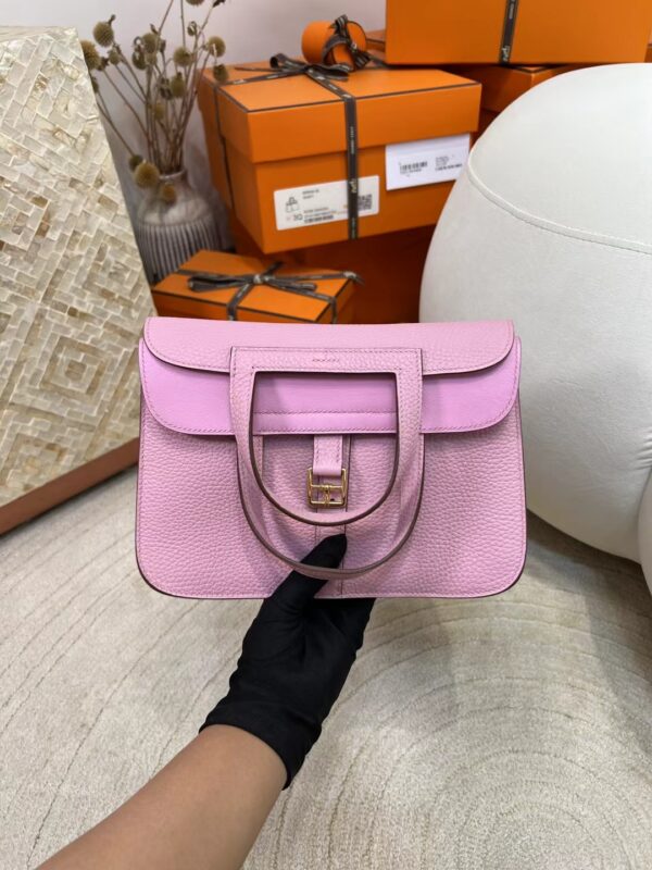 mmexport1713423280734-1 Qatar Doha Hermes Halzan 25CM Clemence X9 Mauve Sylvestre Gold Hardware