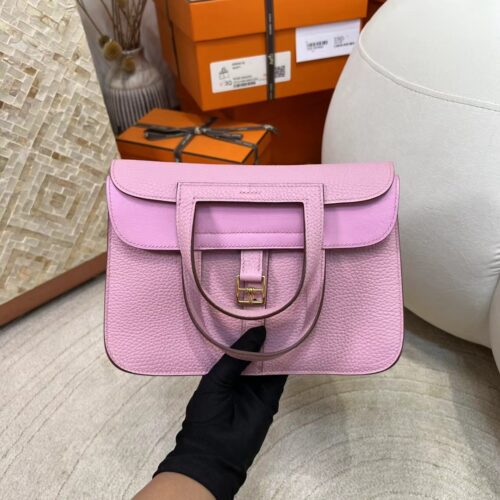 Qatar Doha Hermes Halzan 25CM Clemence X9 Mauve Sylvestre Gold Hardware