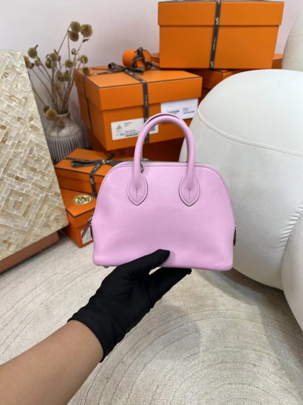 mmexport1713423518959 Singapore Kuala Lumpur Hermes Chevre Leather Mini Bolide 18CM X9 Mauve Sylvestre Silver Hardware