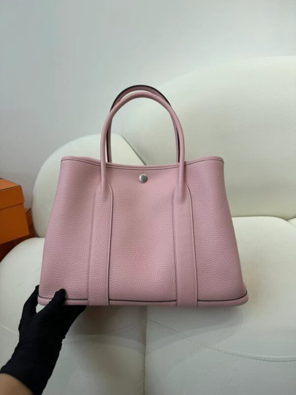 mmexport1715153810388-1 Hermes Boutique Rose Sakura Clemence Leather Garden Party 36CM Silver Hardware
