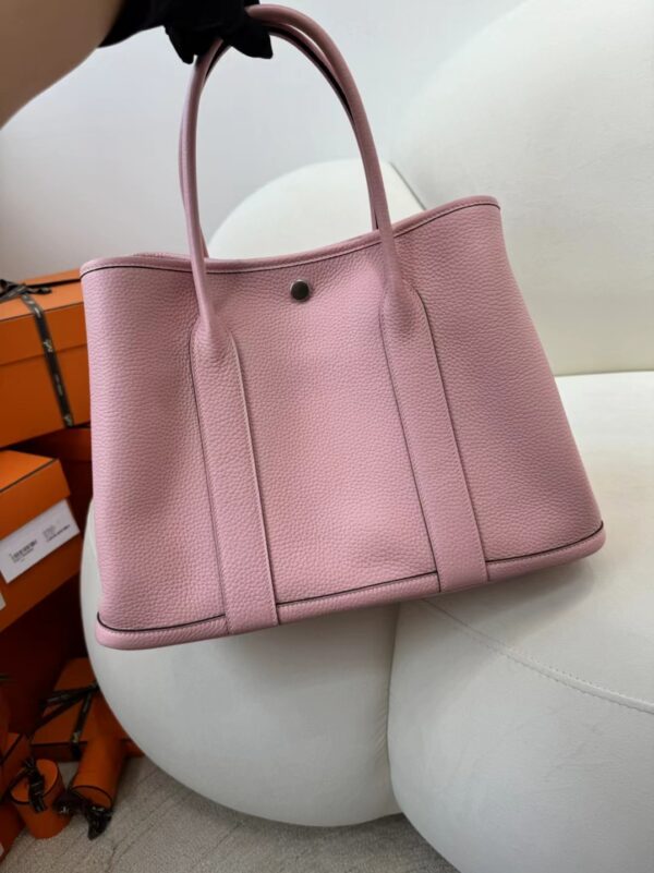 mmexport1715153822375 Hermes Boutique Rose Sakura Clemence Leather Garden Party 36CM Silver Hardware