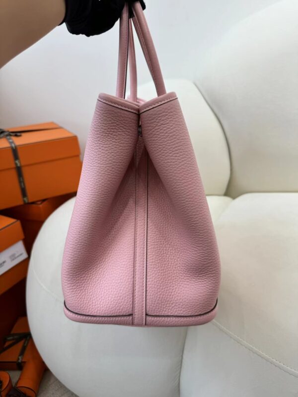 mmexport1715153824236 Hermes Boutique Rose Sakura Clemence Leather Garden Party 36CM Silver Hardware