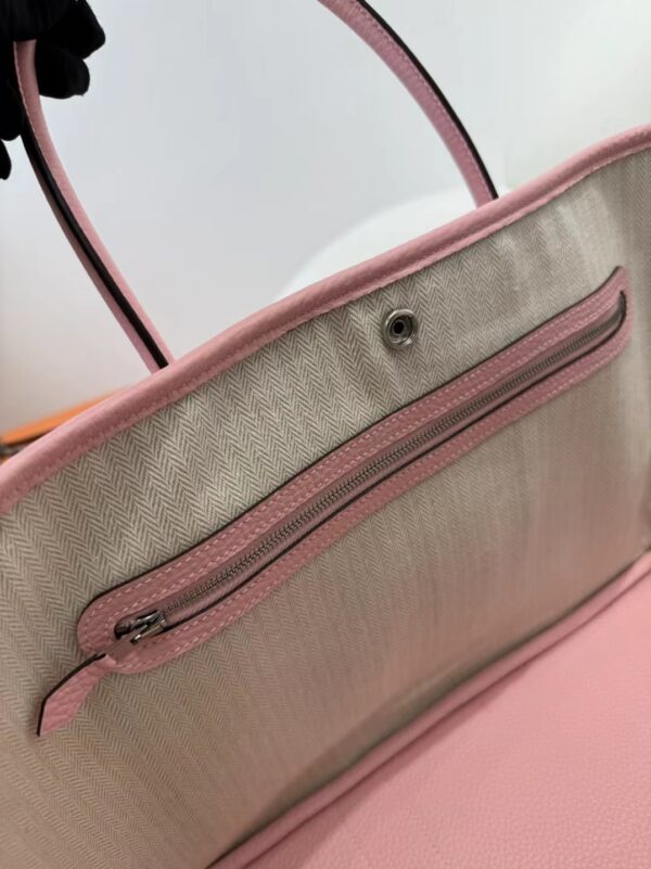 mmexport1715153827754 Hermes Boutique Rose Sakura Clemence Leather Garden Party 36CM Silver Hardware
