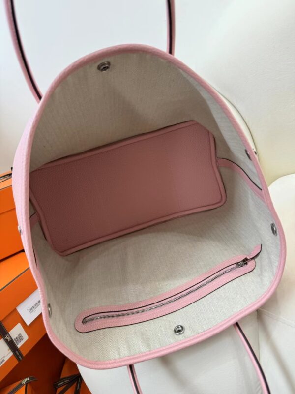mmexport1715153829677 Hermes Boutique Rose Sakura Clemence Leather Garden Party 36CM Silver Hardware