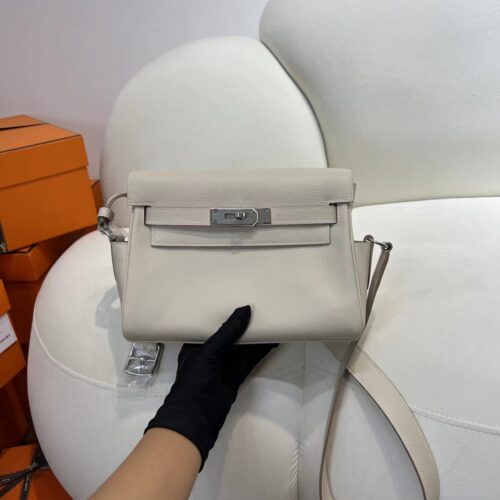 Hermes Bag Price Kelly Messenger 25CM Evercolor Leather 8L Beton Silver Hardware
