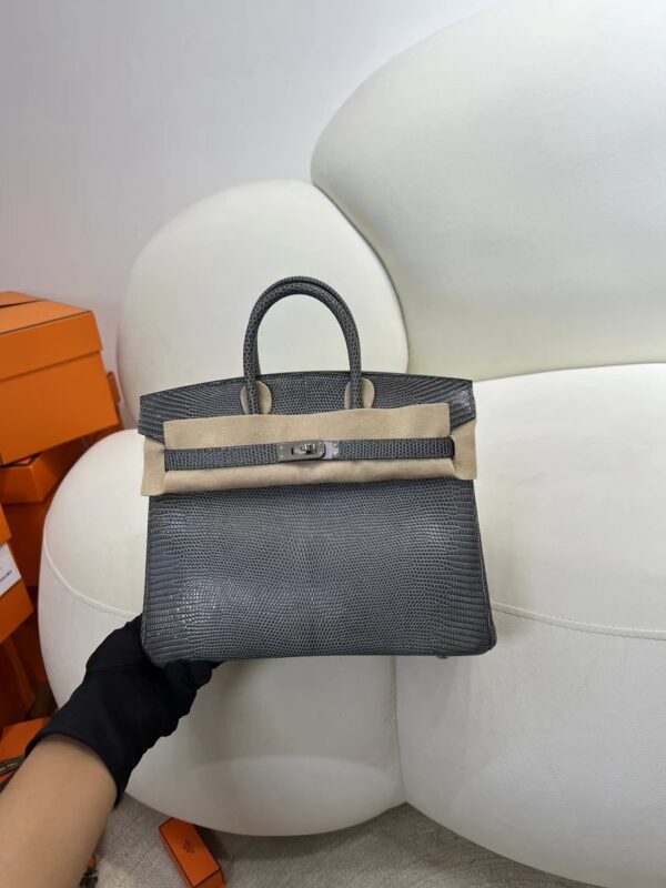 mmexport1716273236560-1 Kuwait Hermes 84 Gris Fonce Lizard Leather Birkin 25CM Silver Hardware