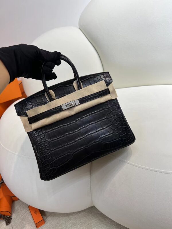 mmexport1716273367544-1 Hermes Bag Images Birkin 25CM 89 Noir Matte Alligator Crocodile Silver Hardware