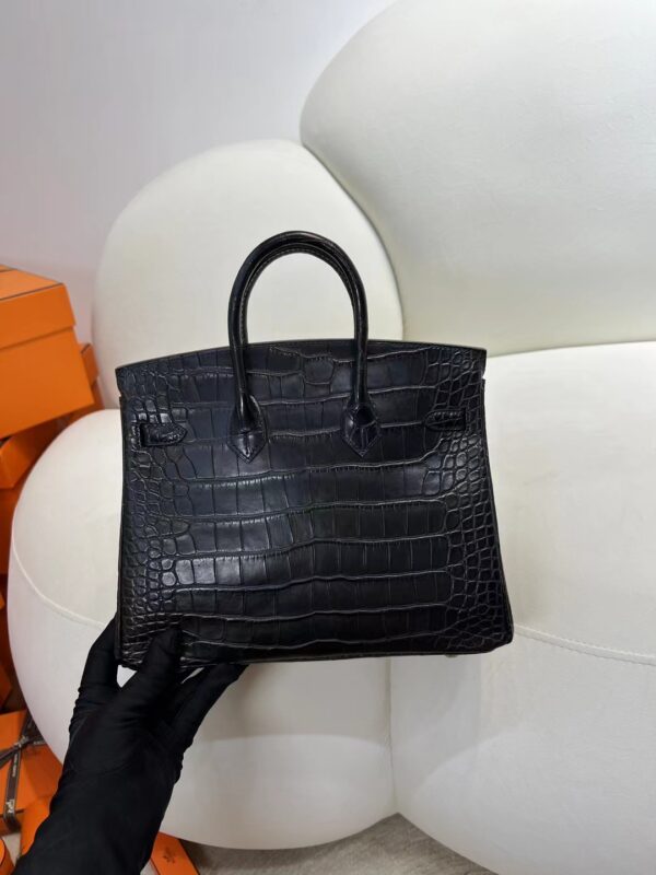 mmexport1716273369269 Hermes Bag Images Birkin 25CM 89 Noir Matte Alligator Crocodile Silver Hardware