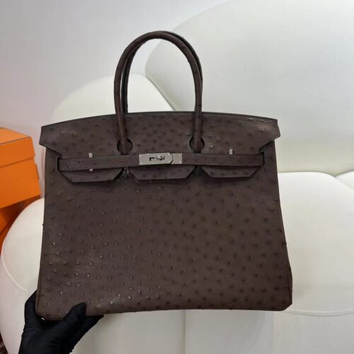 Hermes Boutique Birkin 35CM Chocolate KK Ostrich Silver Hardware