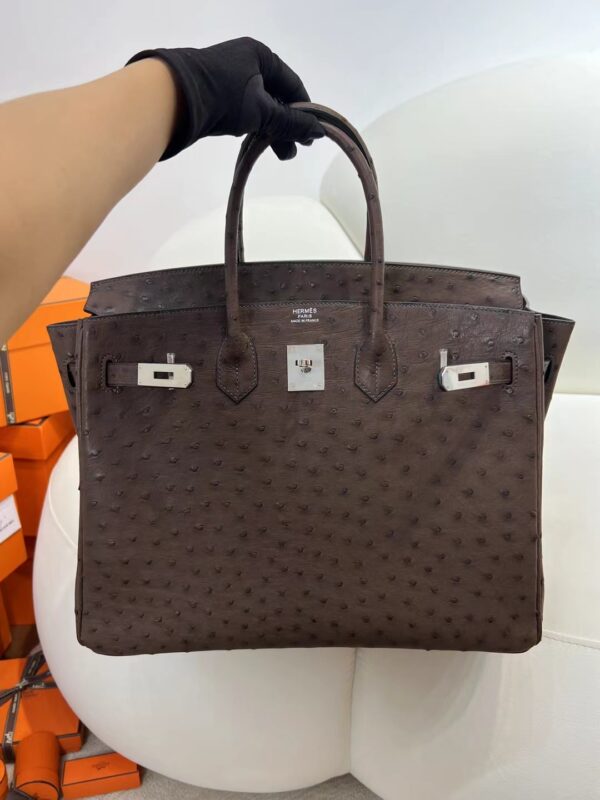 mmexport1716273403572 Hermes Boutique Birkin 35CM Chocolate KK Ostrich Silver Hardware
