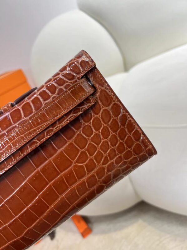 mmexport1716273459998 Britain Hermes Shiny Niloticus Crocodile Kelly Cut 31CM CK33 Miel Gold Hardware