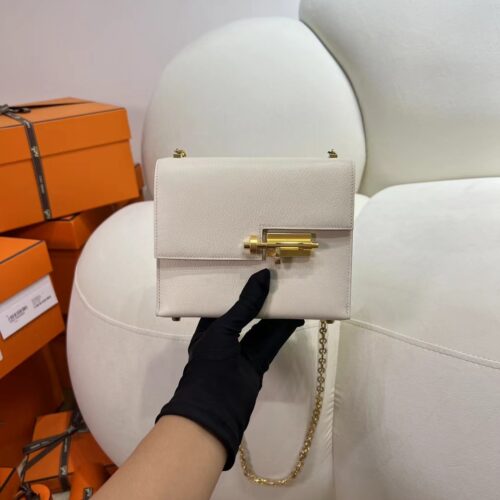Hermes Bag Price Verrou Mini 17CM Chevre Leather I2 Nata Light Gold Hardware