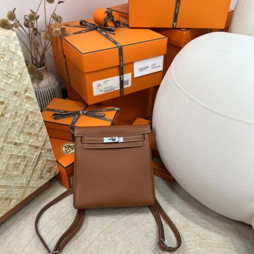 Thailand Bangkok Hermes Kelly Ado 22CM 37 Gold Clemence Leather Silver Hardware
