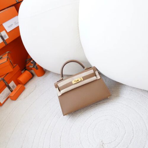 Korea Seoul Hermes Mini Kelly 19CM Epsom Leather 3G Alezan Gold Hardware