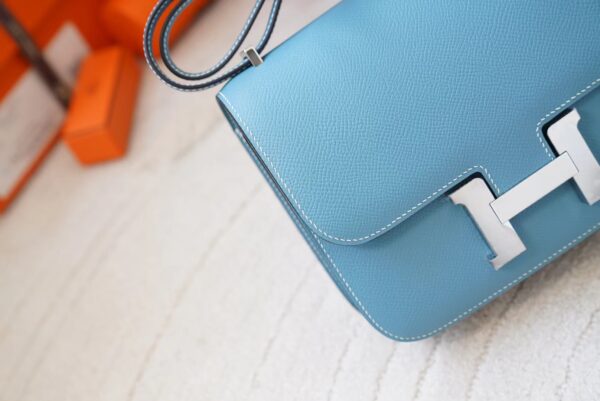 mmexport1720592663437 Hermes Bag Price Epsom Leather Constance 19CM D2 New Blue Jean Silver Hardware