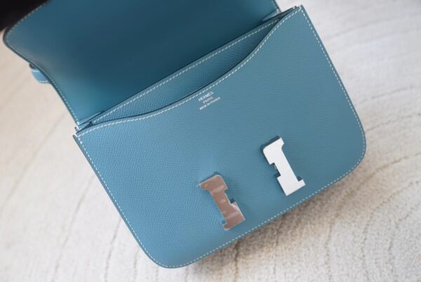 mmexport1720592669687 Hermes Bag Price Epsom Leather Constance 19CM D2 New Blue Jean Silver Hardware