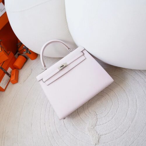 Hermes Bag Price Kelly Sellier 25CM Epsom Leather 09 Mauve Pale Silver Hardware