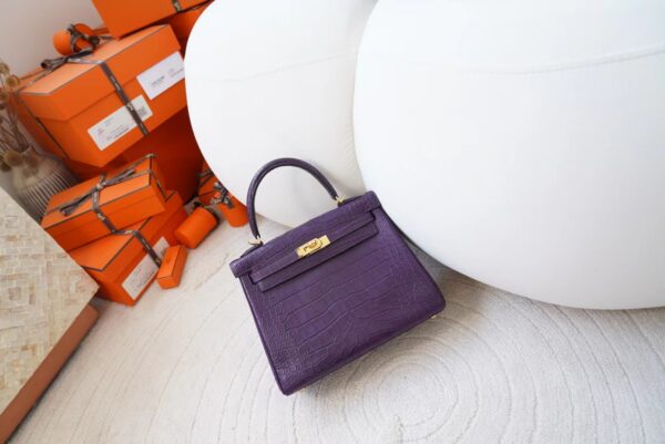 mmexport1720678786171-1 Korea Seoul Hermes Matte Alligator Crocodile Kelly 25CM 9G Amethyste Gold Hardware