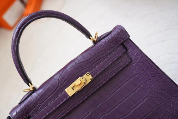 mmexport1720678787990 Korea Seoul Hermes Matte Alligator Crocodile Kelly 25CM 9G Amethyste Gold Hardware
