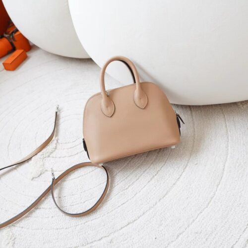Hermes Bag Images 0M Chai Evercolor Leather Mini Bolide 18CM Silver Hardware