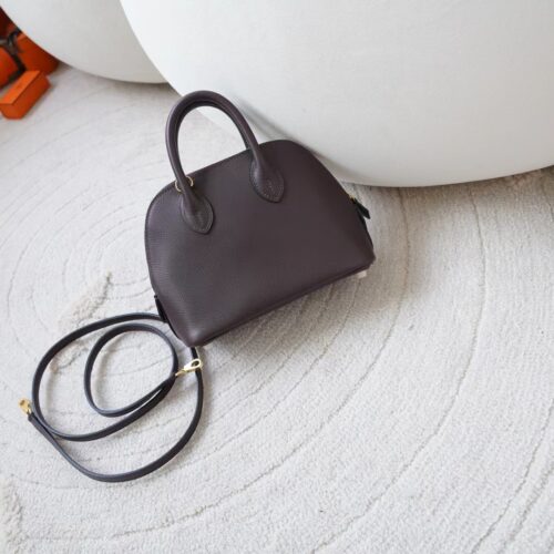 Hermes Mini Bolide 18CM Evercolor Leather 0G Rouge Sellier / X9 Mauve Sylvestre