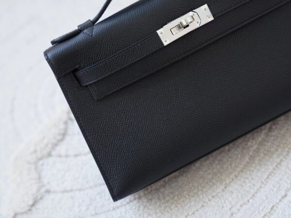 mmexport1721029378392 Russia Moscow Hermes Kelly Pochette 22CM Epsom CK89 Noir Silver Hardware