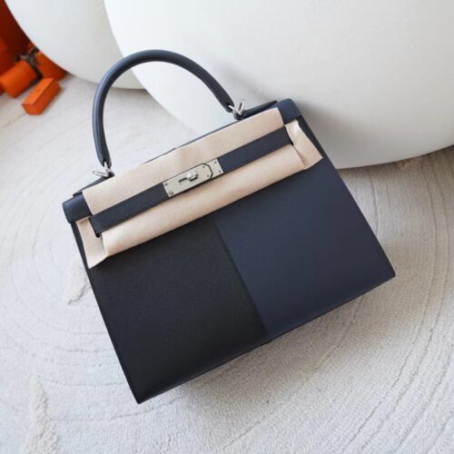 Hermes Bag Images Kelly Sellier 28CM Tri-color Epsom Leather Silver Hardware