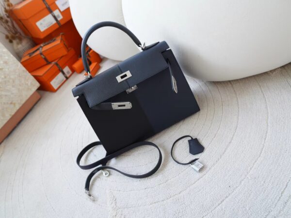 mmexport1721111227384 Hermes Bag Images Kelly Sellier 28CM Tri-color Epsom Leather Silver Hardware