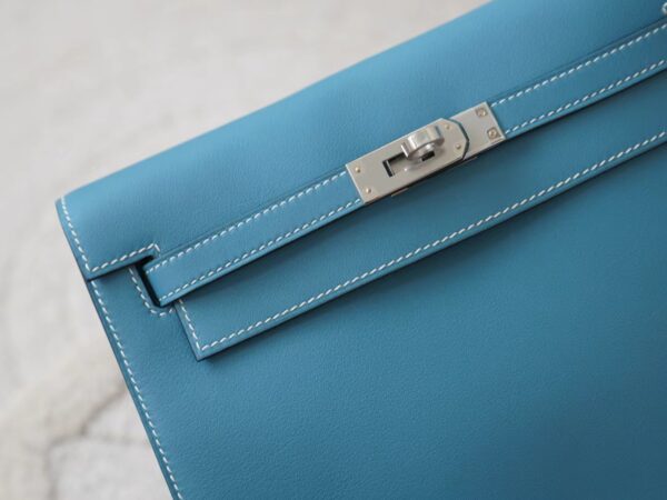 mmexport1721456108102 USA Washington Hermes Kelly Danse 22CM Swift Leather D2 New Blue Jean Silver Hardware