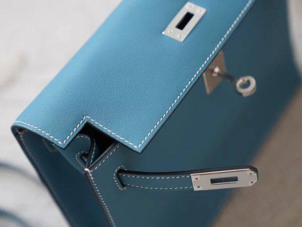 mmexport1721456113730 USA Washington Hermes Kelly Danse 22CM Swift Leather D2 New Blue Jean Silver Hardware