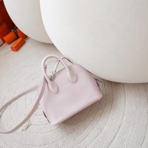 Hermes Bag Images Mini Bolide 18CM Evercolor Leather 09 Mauve Pale Silver Hardware