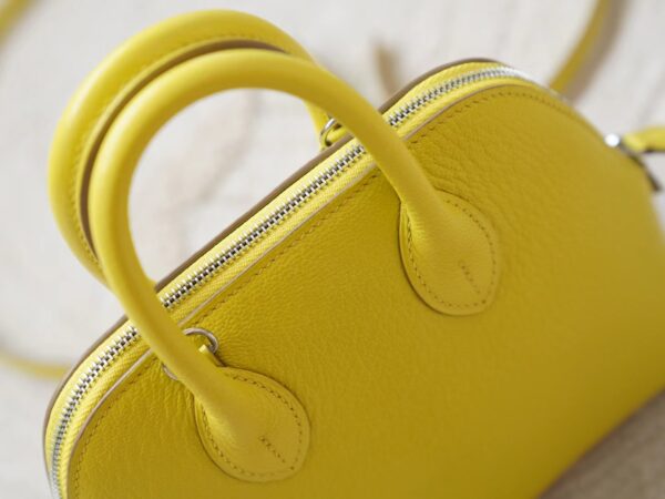 mmexport1721716510194 UK London Hermes 9R Lime Chevre Leather Mini Bolide 18CM Silver Hardware