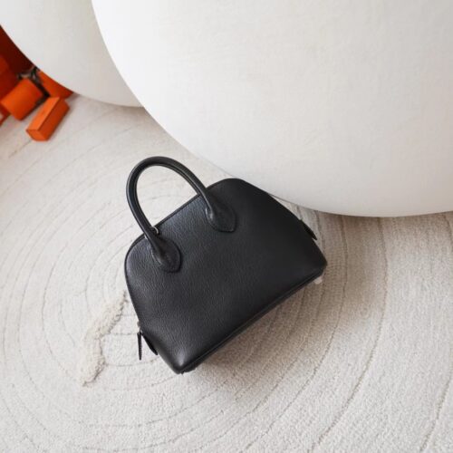 Hermes Bag Price Chevre Leather Mini Bolide 18CM 89 Noir Silver Hardware