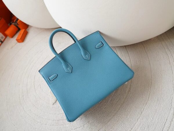 mmexport1721716570844 USA New York Hermes Birkin 25CM Togo D2 New Blue Jean Silver Hardware