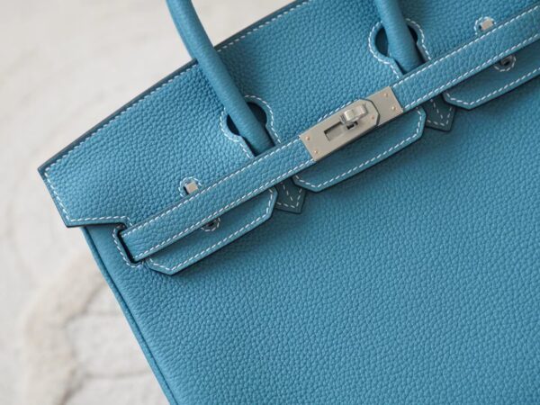 mmexport1721716572614 USA New York Hermes Birkin 25CM Togo D2 New Blue Jean Silver Hardware